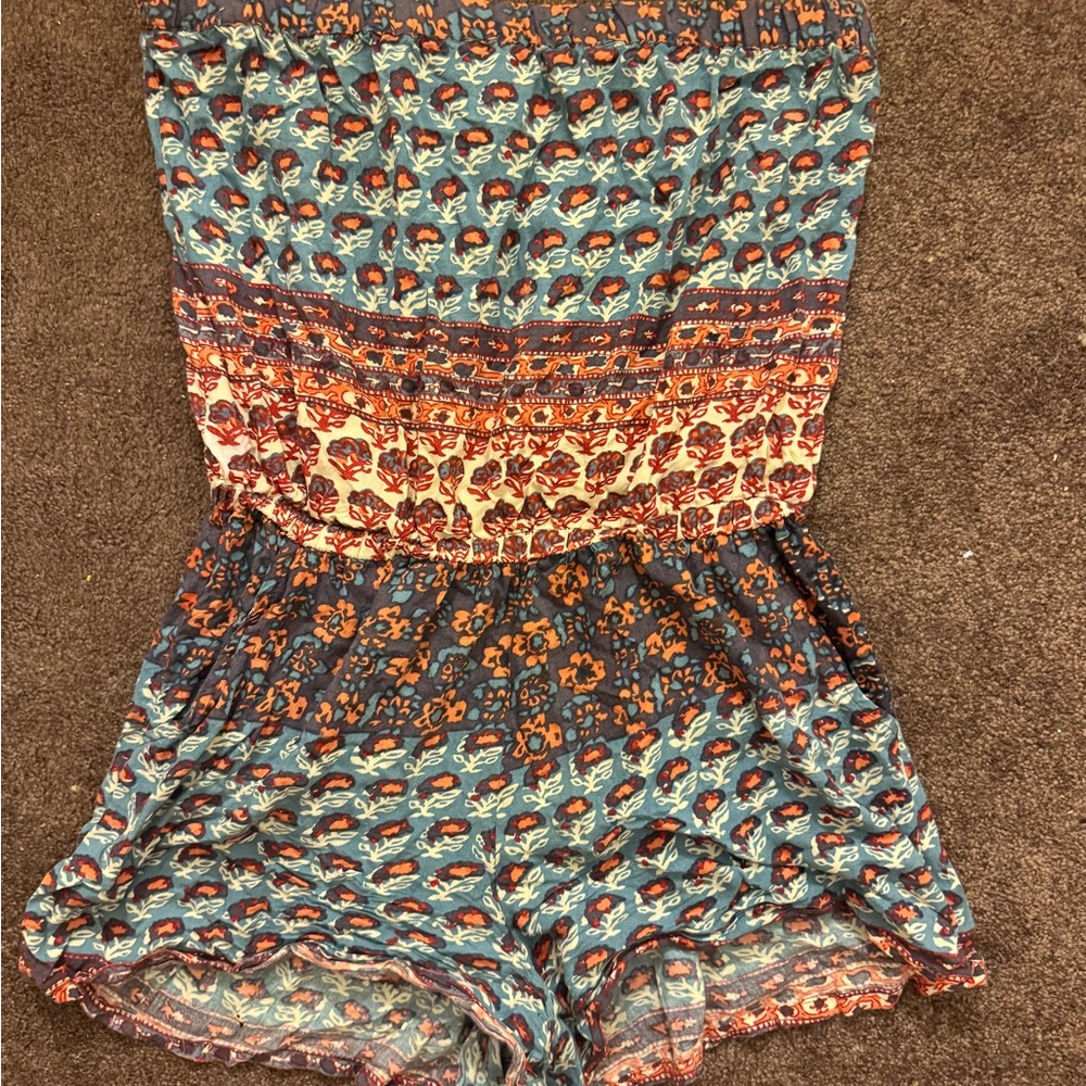 Angie Floral Strapless Romper